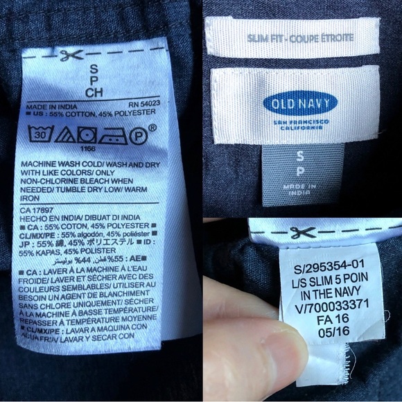 OLD NAVY Shirt Slim Fit Button Down Long Sleeve Blue Small Men’s - Picture 6 of 16